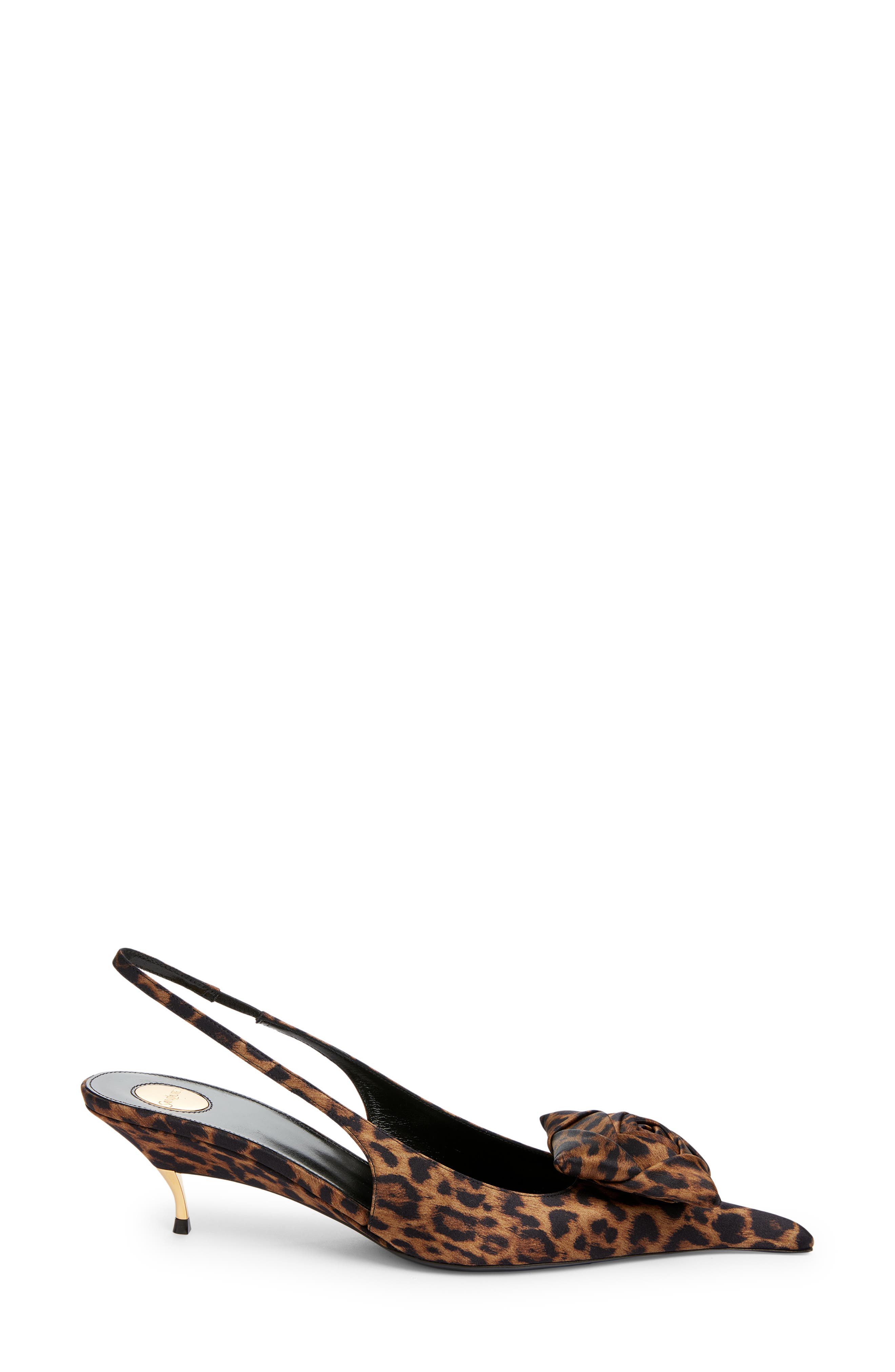 Saint Laurent Dakota Kitten Heel Pointy Toe Slingback Pump, Alternate, color, Leopard