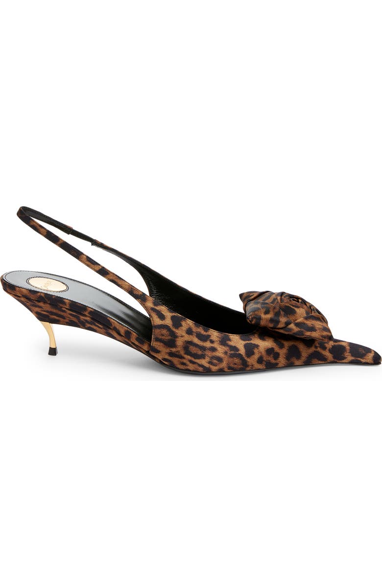 Saint Laurent Dakota Kitten Heel Pointy Toe Slingback Pump, Alternate, color, Leopard