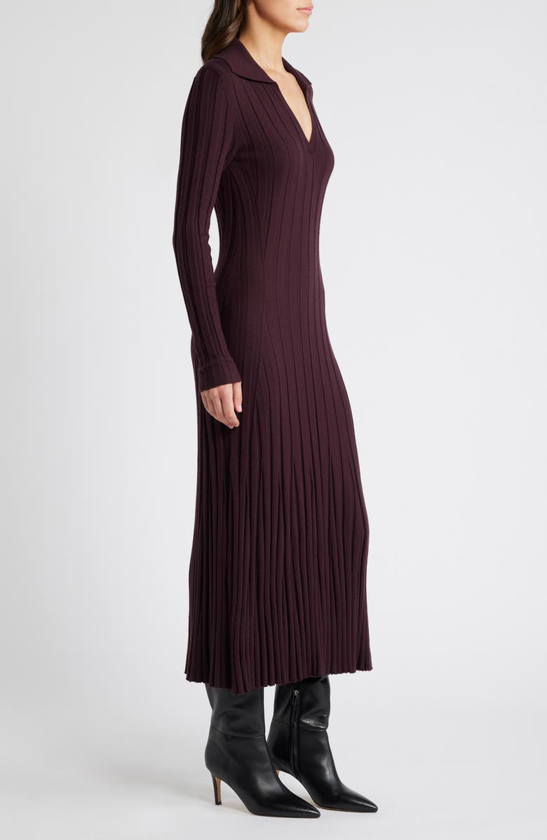 Reiss Winnie Rib Long Sleeve Sweater Dress, Alternate, color, Burgundy