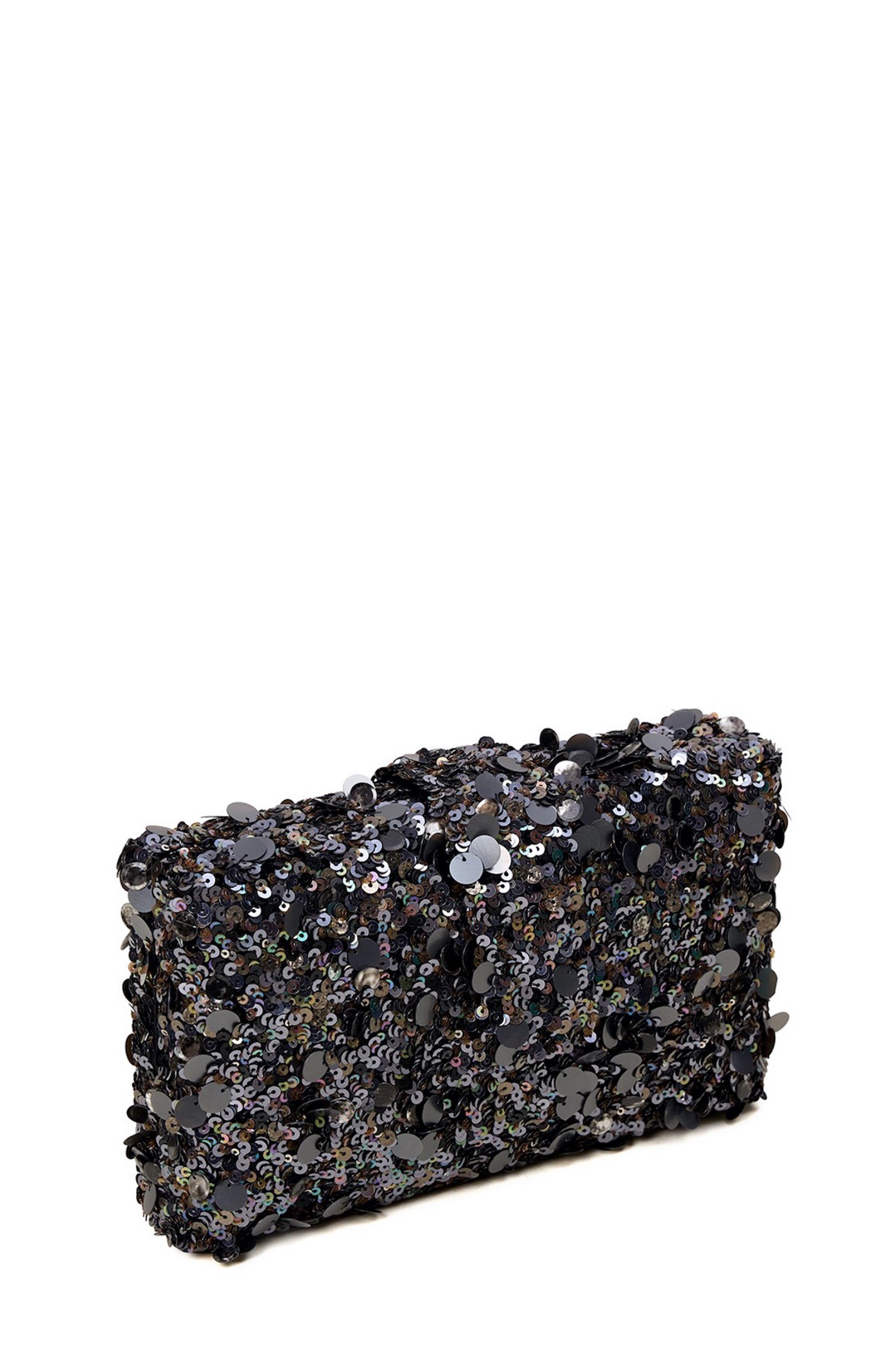 Simitri Metallic Kitsch Clutch, Alternate, color, Raven