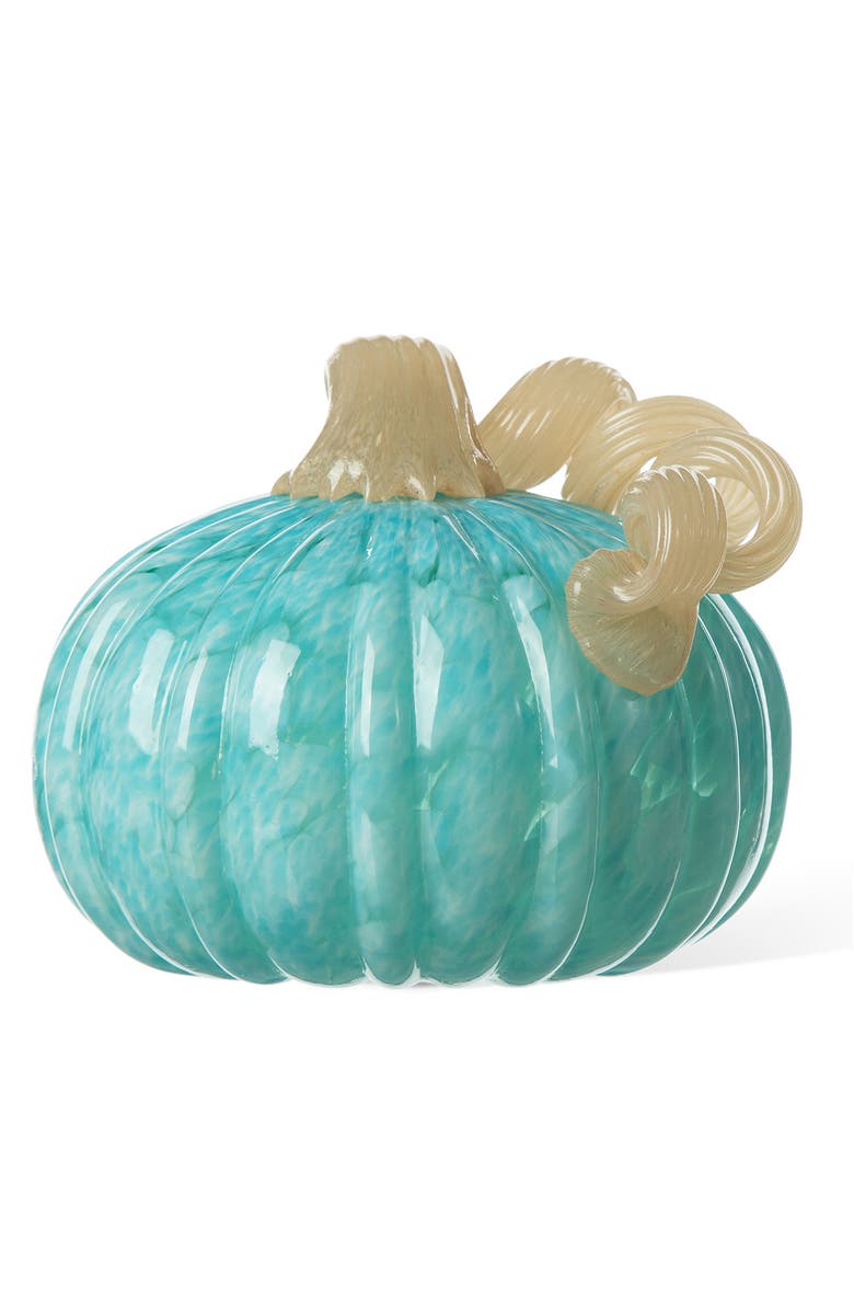 Glitzhome Fall Round Glass Pumpkins, Main, color, Blue