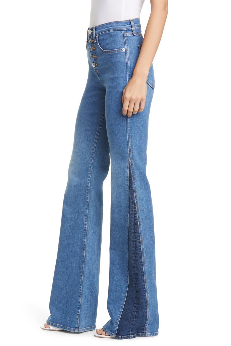 Kiley High Waist Inset Hem Wide Leg Jeans, Alternate, color, TWO TONE