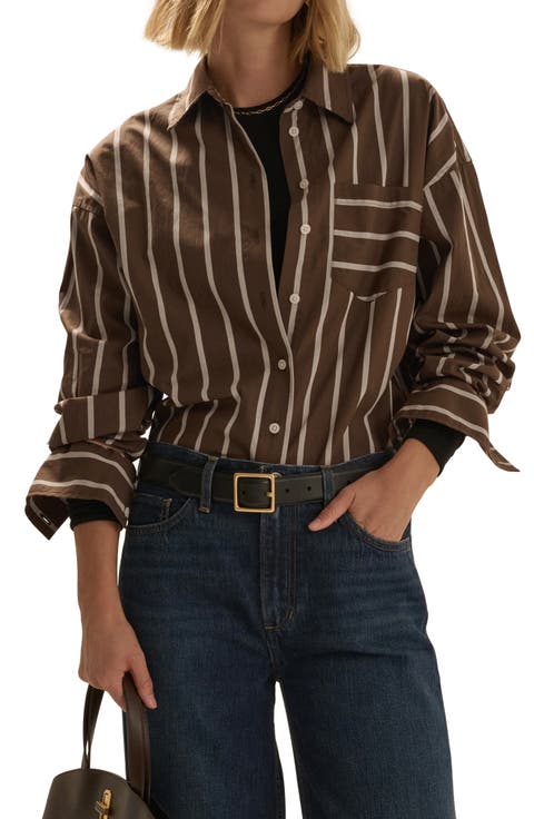 The Beau Stripe Cotton Poplin Button-Up Shirt