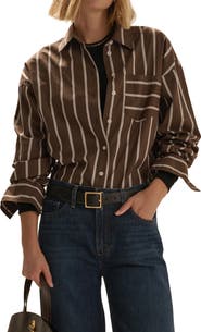 Favorite Daughter The Beau Stripe Cotton Poplin Button-Up Shirt