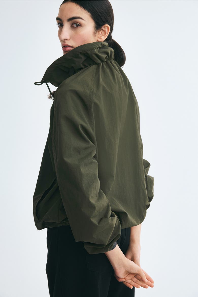 Funnel-Collar Nylon Jacket, Alternate, color, Dark khaki green
