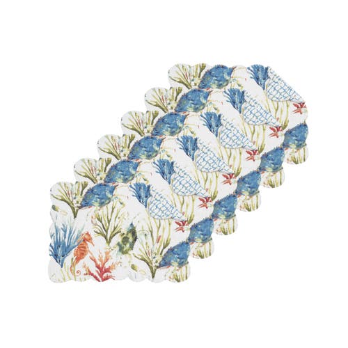 C & F Home C&f Home Marino Quilted Reversible Colorful Coastal Placemats Set Of 6 In Blue