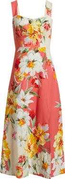 Vince Camuto Floral Print Fit & Flare Midi Dress