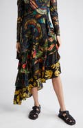 FARM Rio Mix Print Tiered Midi Skirt