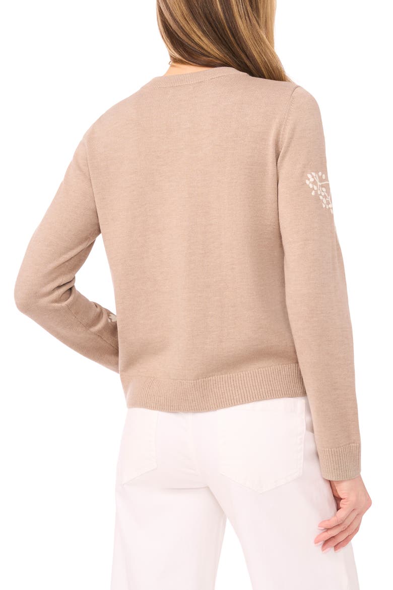 Embroidered Floral Button Front Cardigan, Alternate, color, SOFT TAUPE
