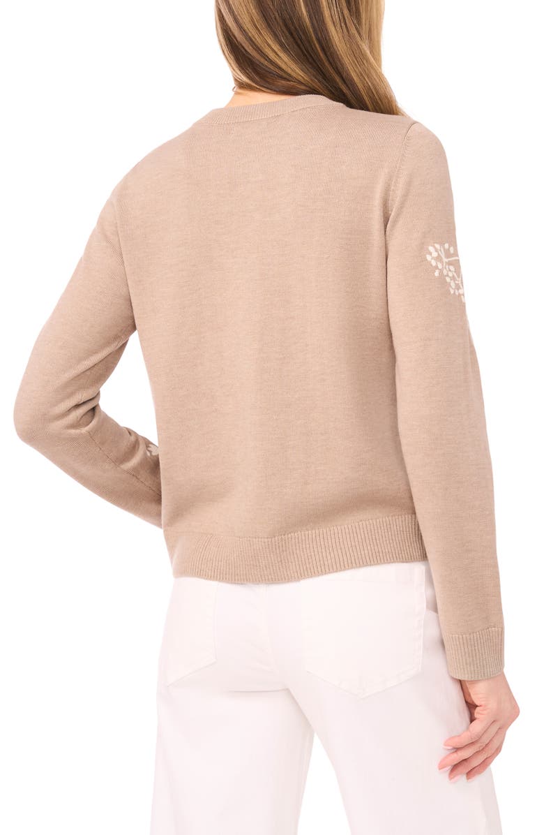 Halogen<sup>®</sup> Embroidered Floral Button Front Cardigan, Alternate, color, Soft Taupe