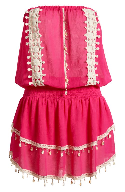 Ramy Brook Perry Shell Trim Strapless Cover-up Minidress In Perfect Pink