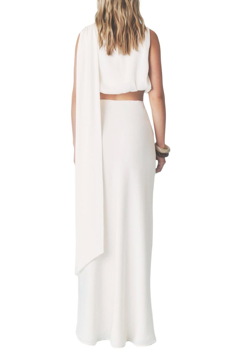 Solene Satin Bias Cut Maxi Skirt, Alternate, color, Cream