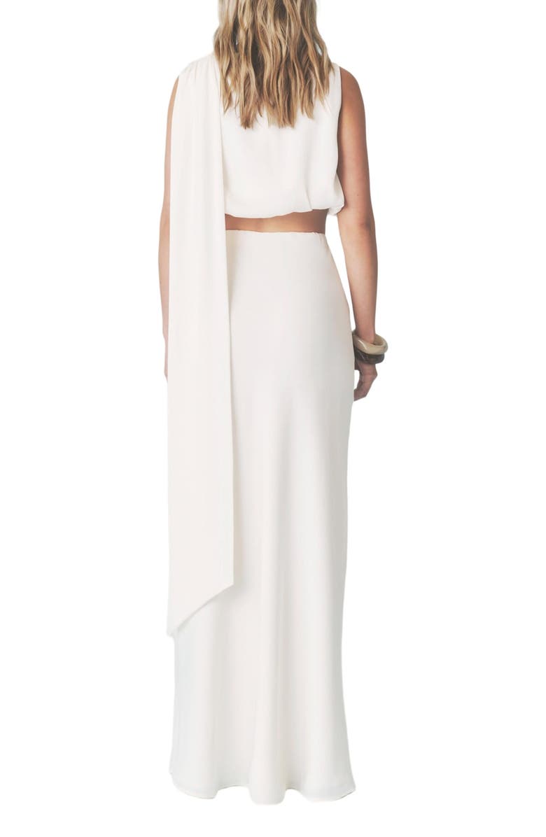Six Stories Solene Satin Bias Cut Maxi Skirt, Alternate, color, Cream