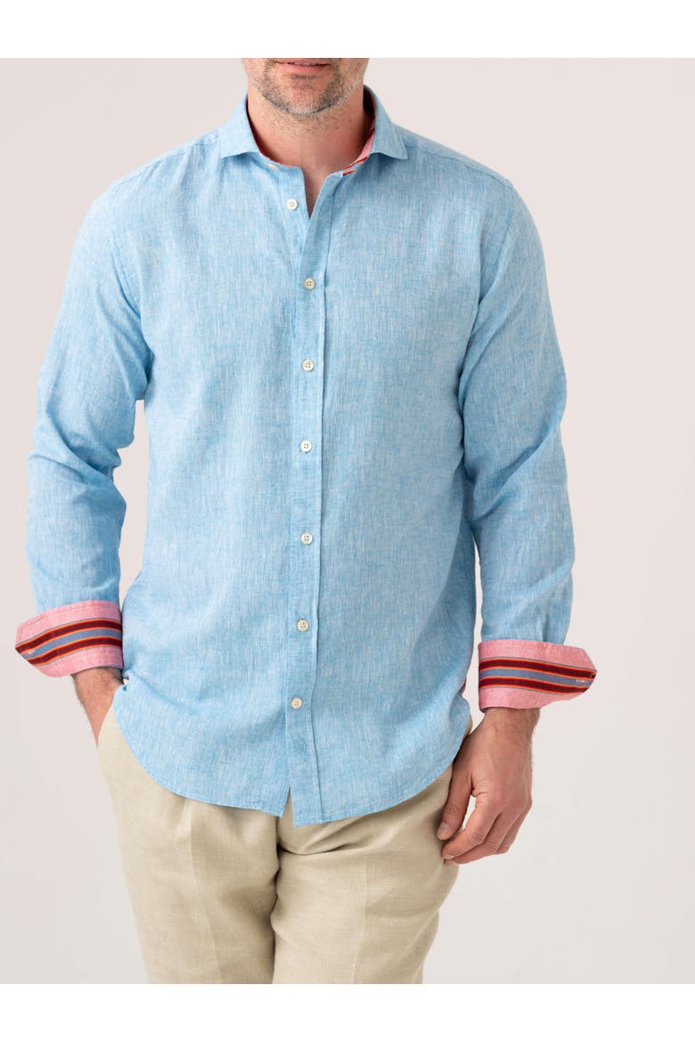 Cotton Linen Long Sleeve Shirt, Main, color, Sky Blue