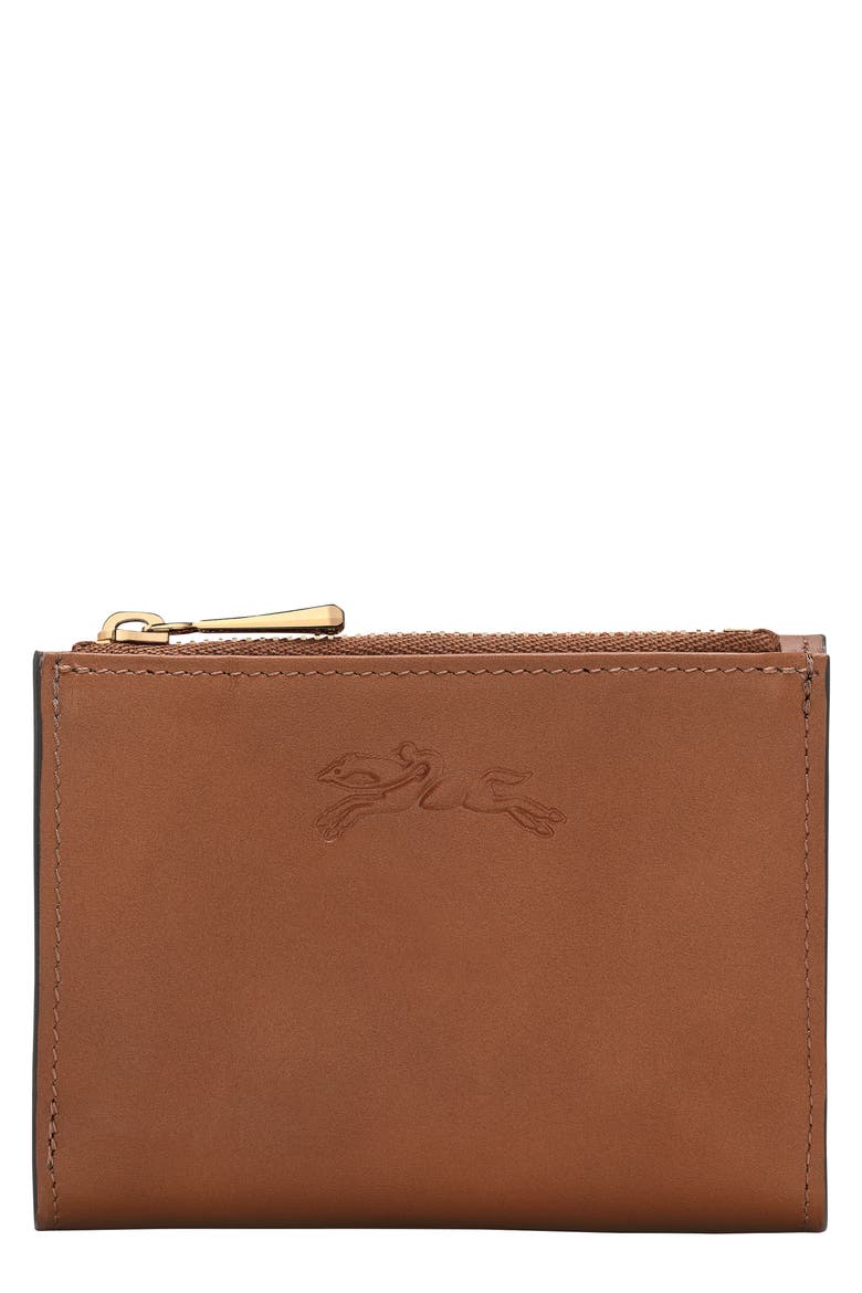 Compact Épure Timeless Leather Trifold Wallet, Main, color, COGNAC