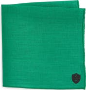 CLIFTON WILSON Kelly Green Slub Linen Pocket Square
