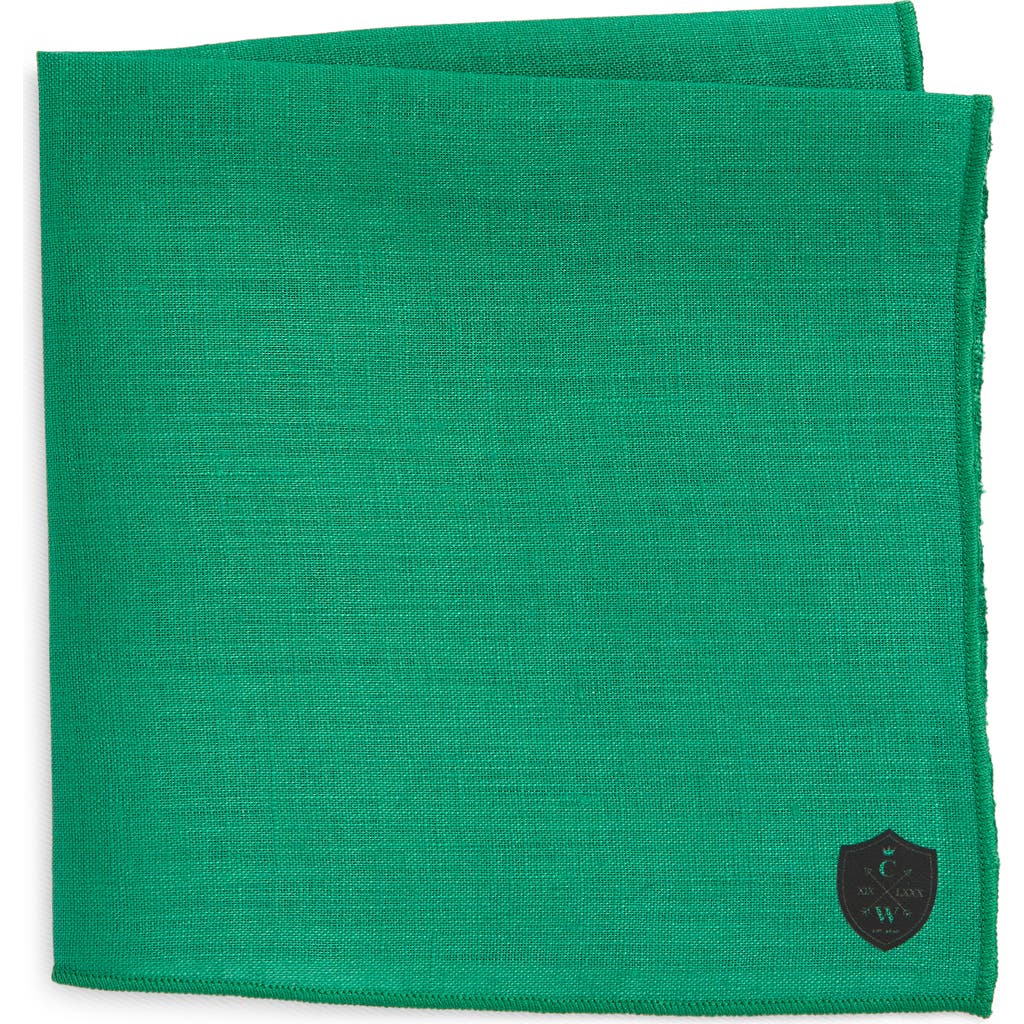Clifton Wilson Kelly Green Slub Linen Pocket Square