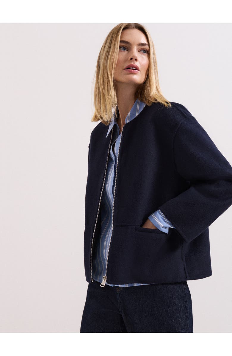 Phase Eight Georgie Wool Round-Neck Boxy Jacket, Main, color, Navy