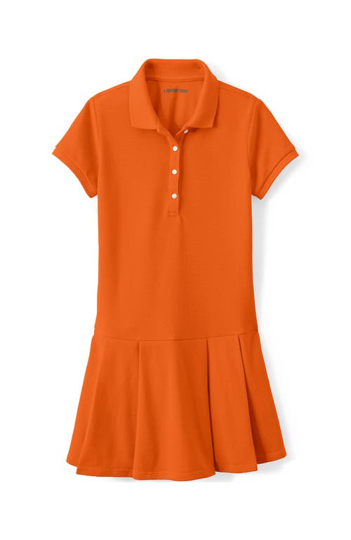 Lands' End School Uniform Girls Short Sleeve Mesh Pleated Polo Dress In Orange