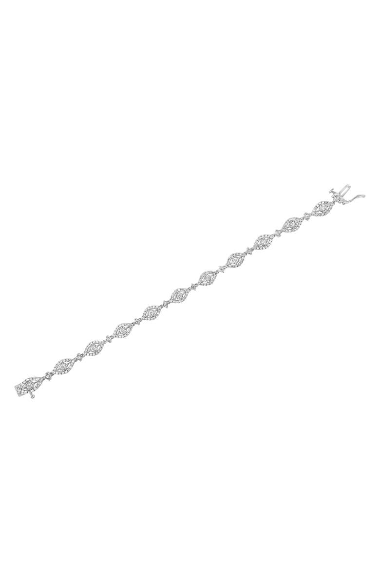 Haus of Brilliance Silver 2 1/2 Cttw Diamond Pear Shaped and Bezel Link Bracelet, Alternate, color, White