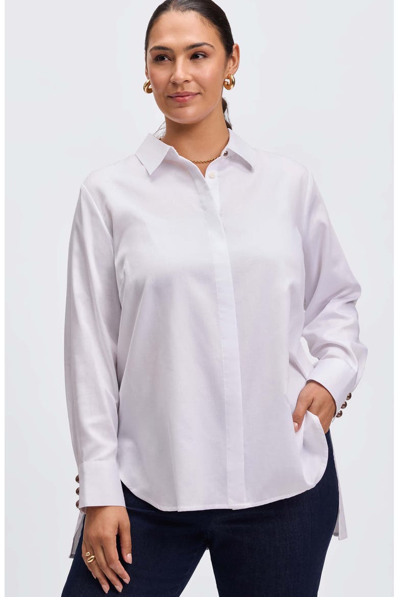 Pearly Bead Button-Up Shirt, Alternate, color, WHITE