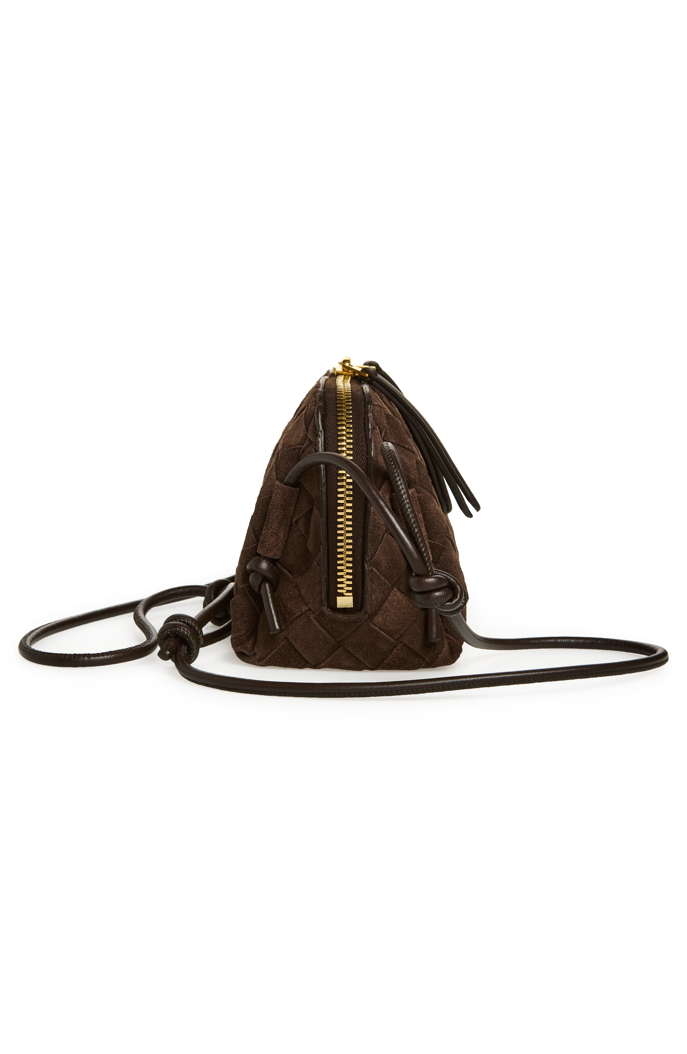 Bottega Veneta Concert Intrecciato Suede Crossbody Pouch, Alternate, color, 2132 Fondant-Gold