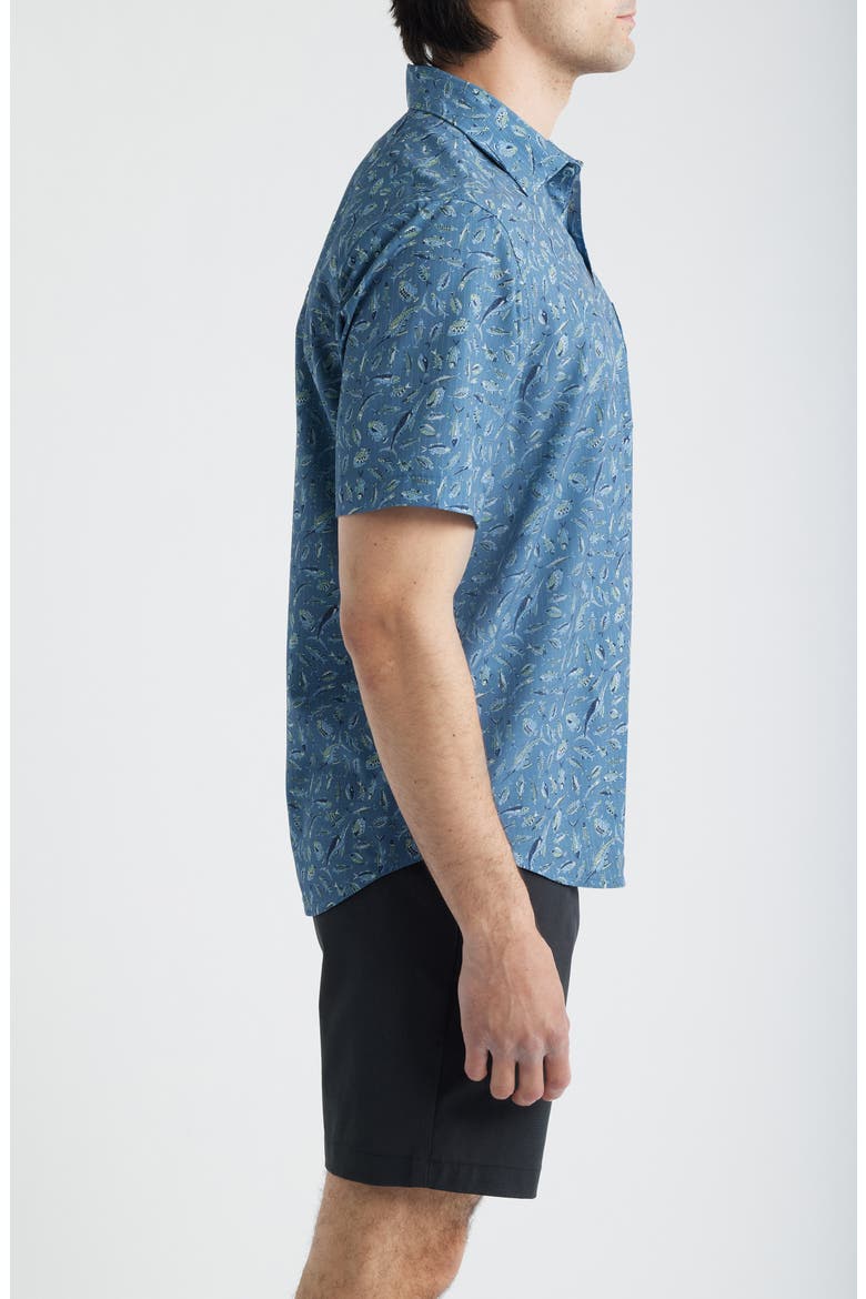 Bahama Coast Night Schooled Fish Print IslandZone® Short Sleeve Button-Up Shirt, Alternate, color, KING FISH