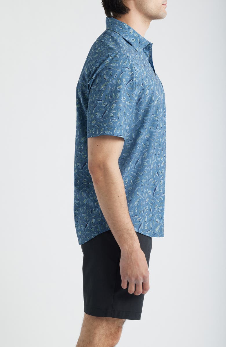 Tommy Bahama Bahama Coast Night Schooled Fish Print IslandZone<sup>®</sup> Short Sleeve Button-Up Shirt, Alternate, color, King Fish