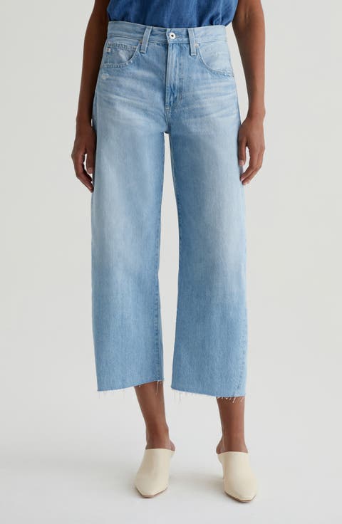 Hattie Raw Hem High Waist Crop Barrel Leg Jeans