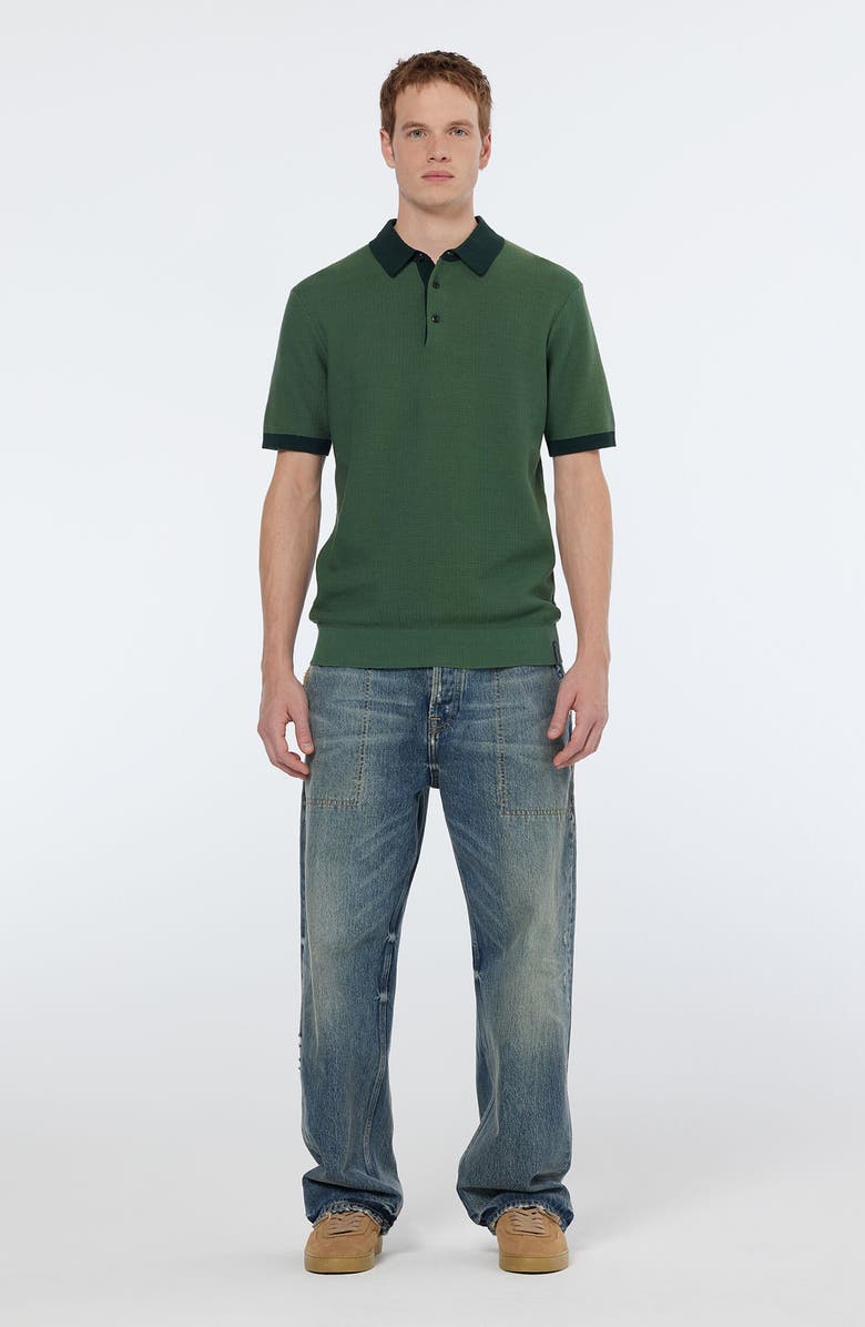 Scotch & Soda Textured Cotton Knit Polo, Alternate, color, Sage Green