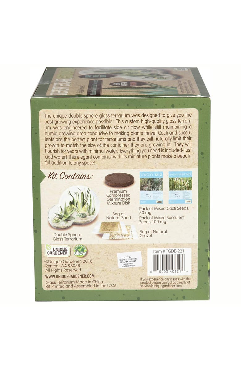 Unique Gardener Desert Escape Growarium Diy Cactus & Succulent Terrarium Kit, Alternate, color, Clear