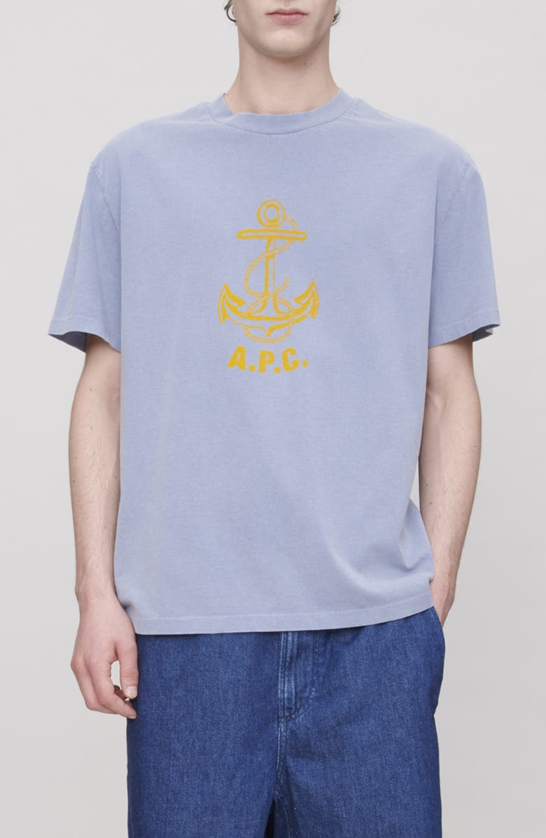A.P.C. Davy Graphic T-Shirt, Main, color, Iac Blue Grey
