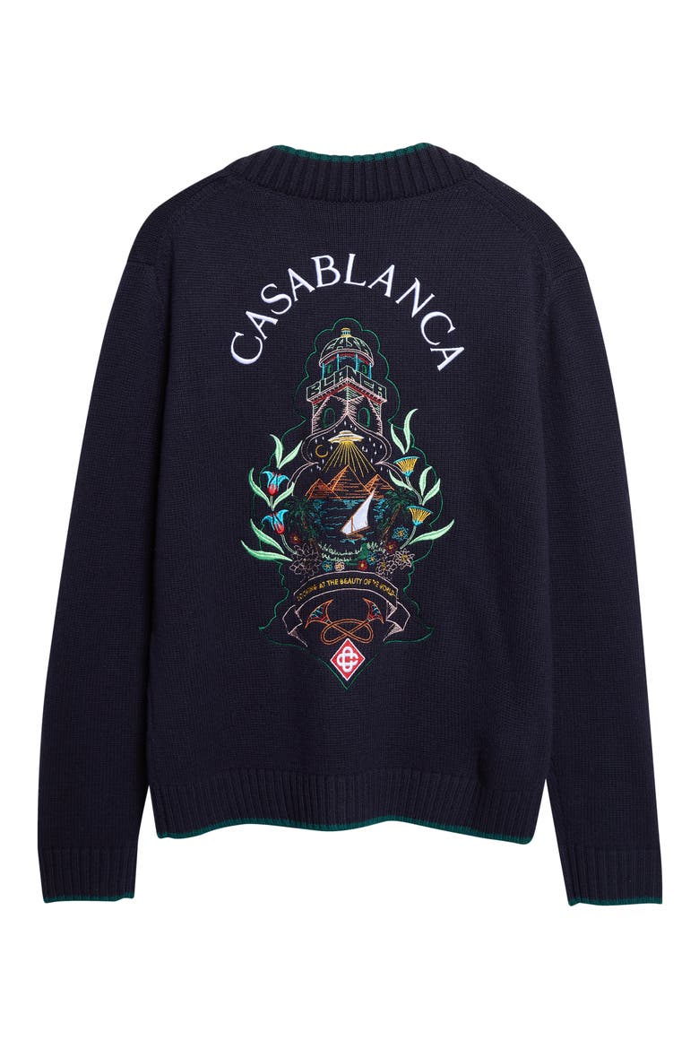 Embroidered Hotel Emblem Cardigan, Alternate, color, WOOL BLEND