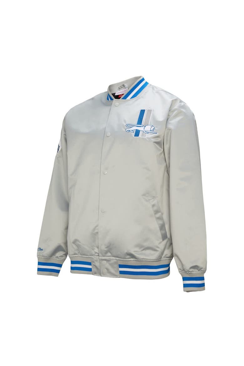 Men's Mitchell & Ness Gray Detroit Lions Double Down Satin Full-Snap Jacket, Alternate, color, Gray