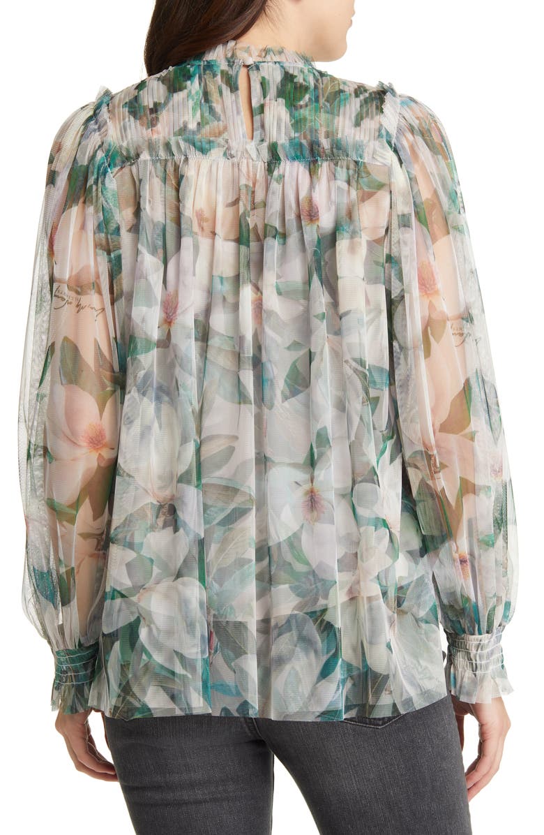 AllSaints Perri Alessandra Floral Long Sleeve Blouse, Alternate, color, Chalk White