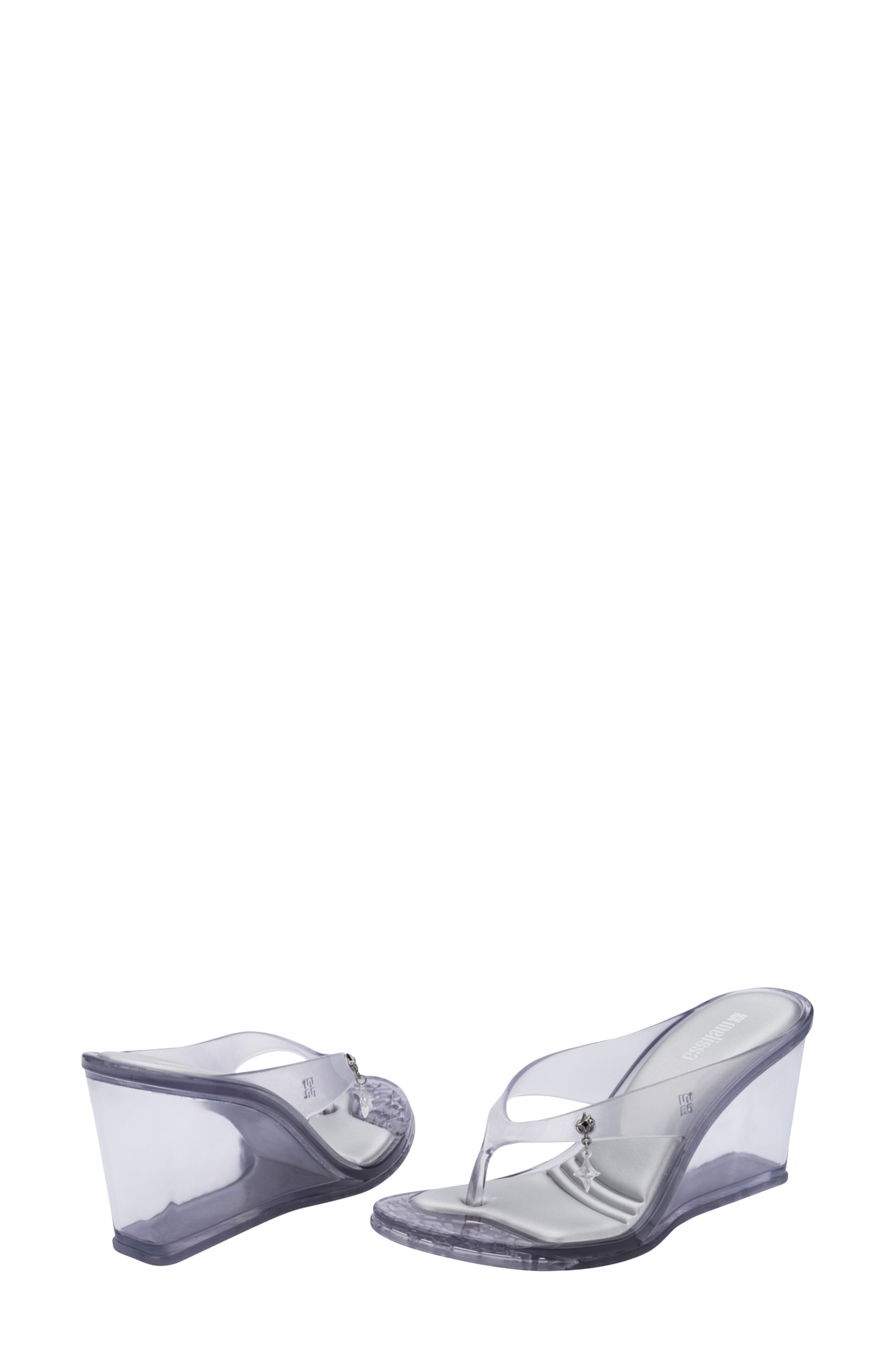 Nabeela Wedge Flip Flop, Alternate, color, CLEAR GREY
