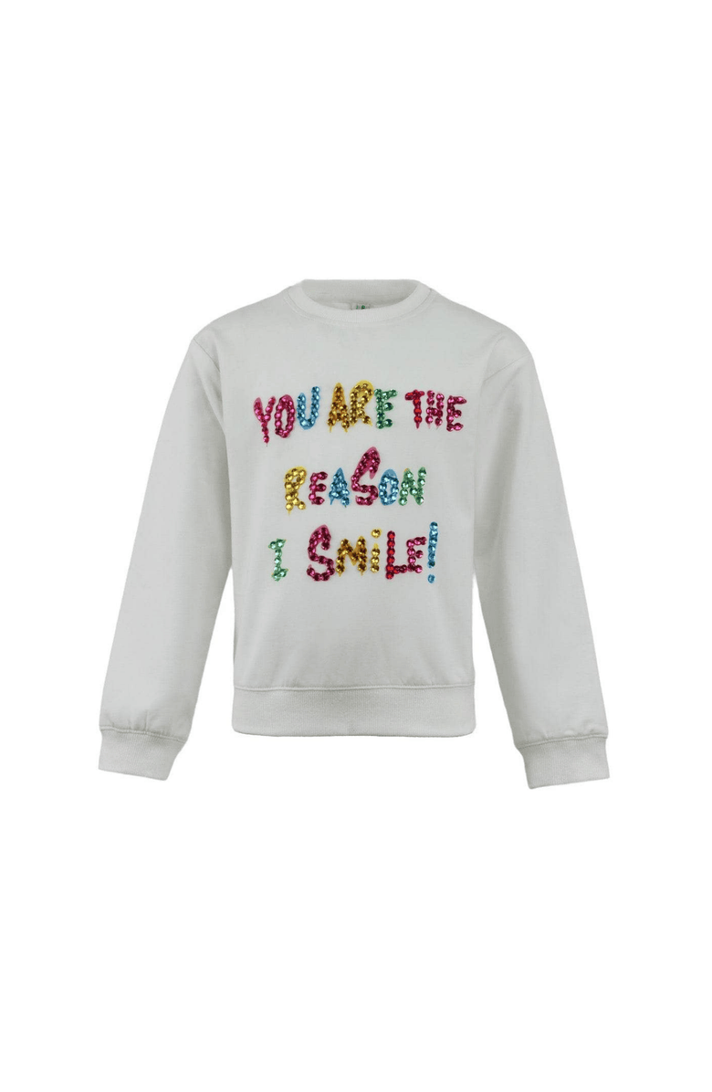 Lola + The Boys You are The Reason I Smile Sweatshirt, Main, color, White