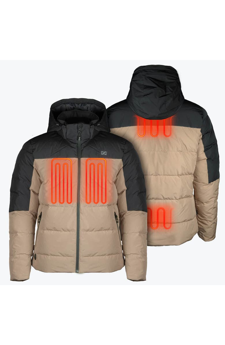 Mobile Warming Crest 2.0 Men's Natural Down Heated Jacket, Alternate, color, Black/Tan