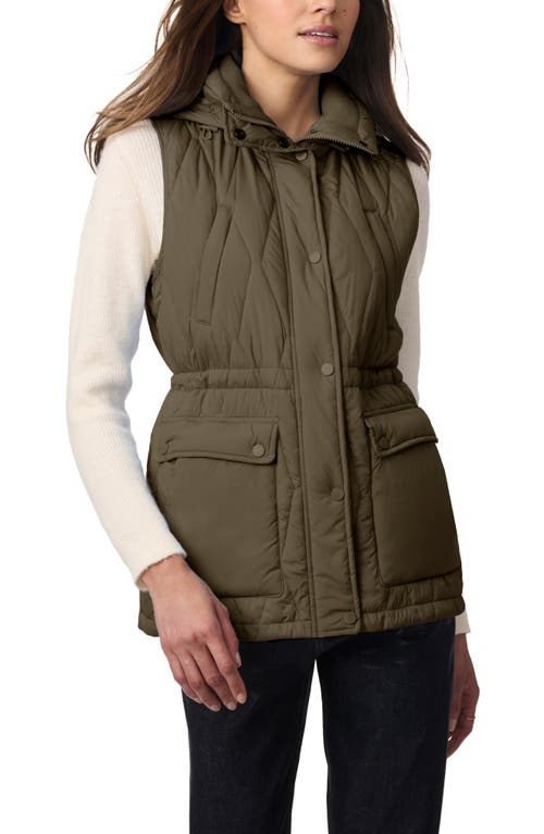 Bernardo Quilted Hooded Recycled Polyester Vest In Olive