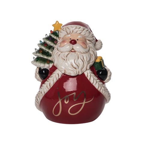 Ceramic Multicolored Christmas Vintage Santa Cookie Jar