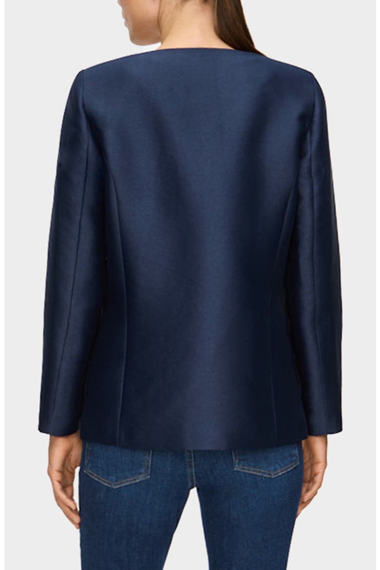 Beau Bow Jacquard Satin Blazer, Alternate, color, NAVY