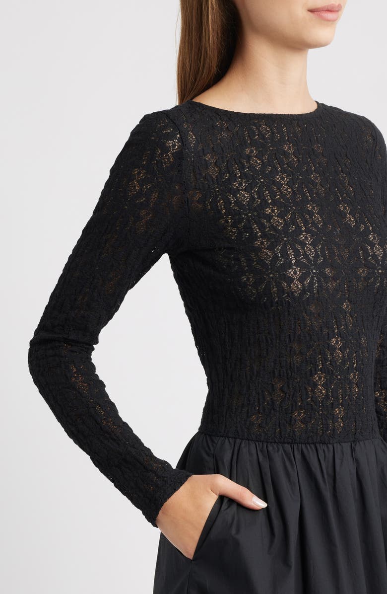 Rails Amberly Lace Bodice Flared Maxi Dress, Alternate, color, Black Lace