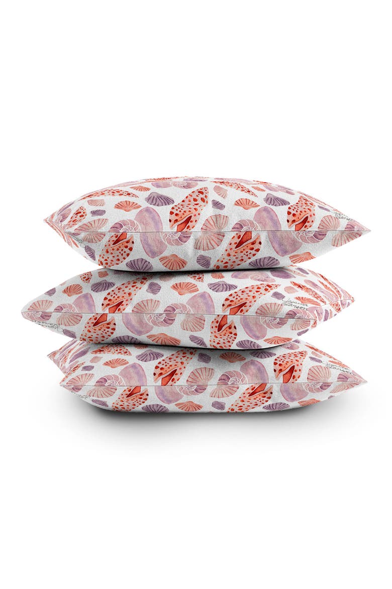 Seashell Square Throw Pillow, Alternate, color, ORANGE