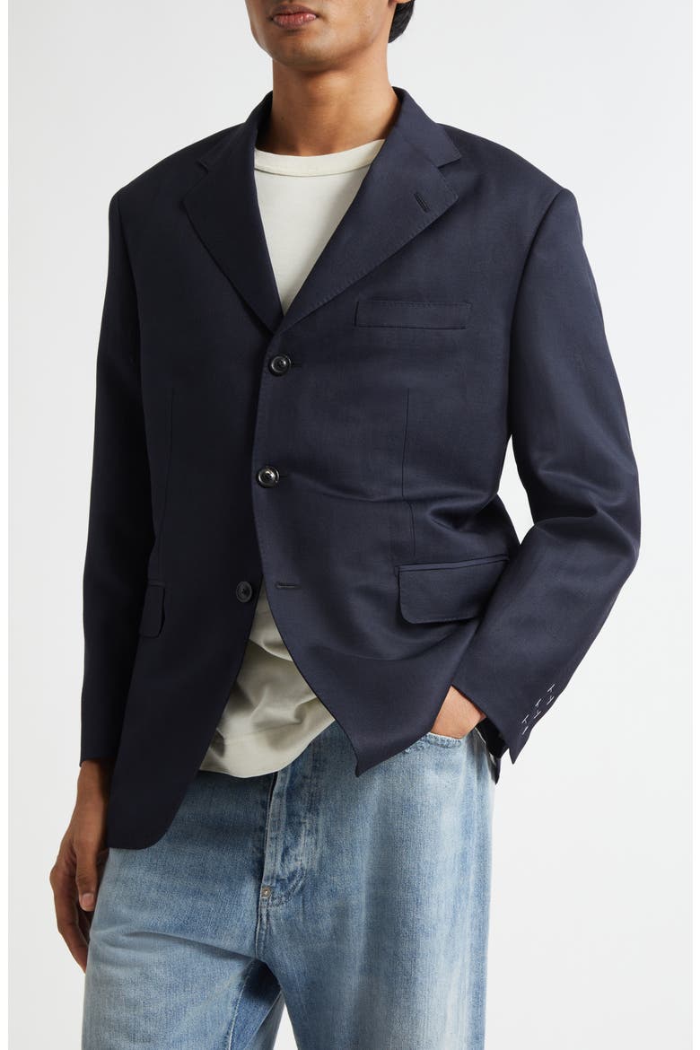 Work in Progress Virgin Wool & Linen Blazer, Main, color, BLUE