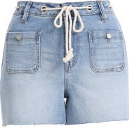 Bayeas Drawstring Raw Hem High Waist Denim Shorts