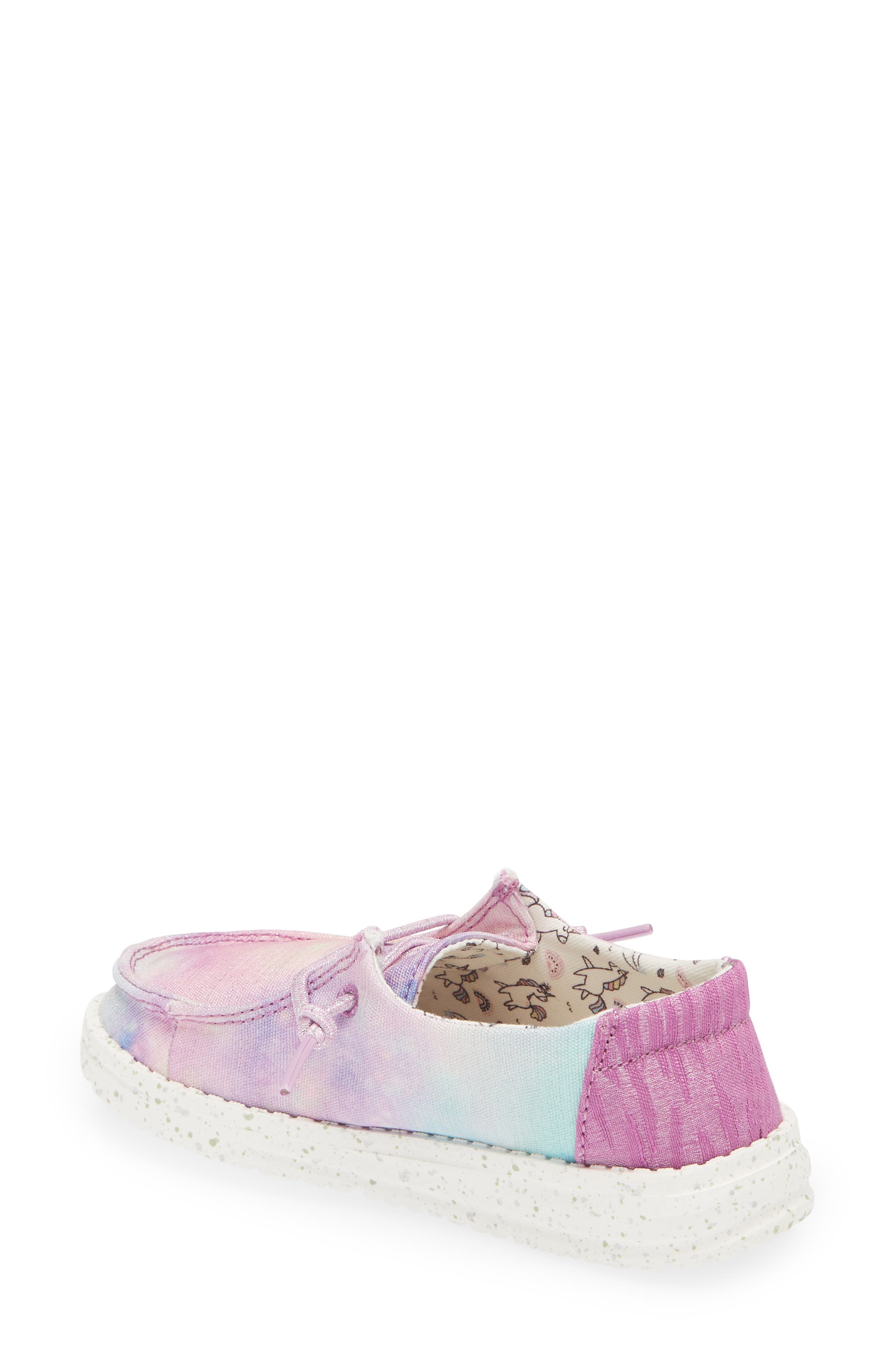Hey Dude Kids' Wally Unicorn Dream Moc Toe Sneaker, Alternate, color, 