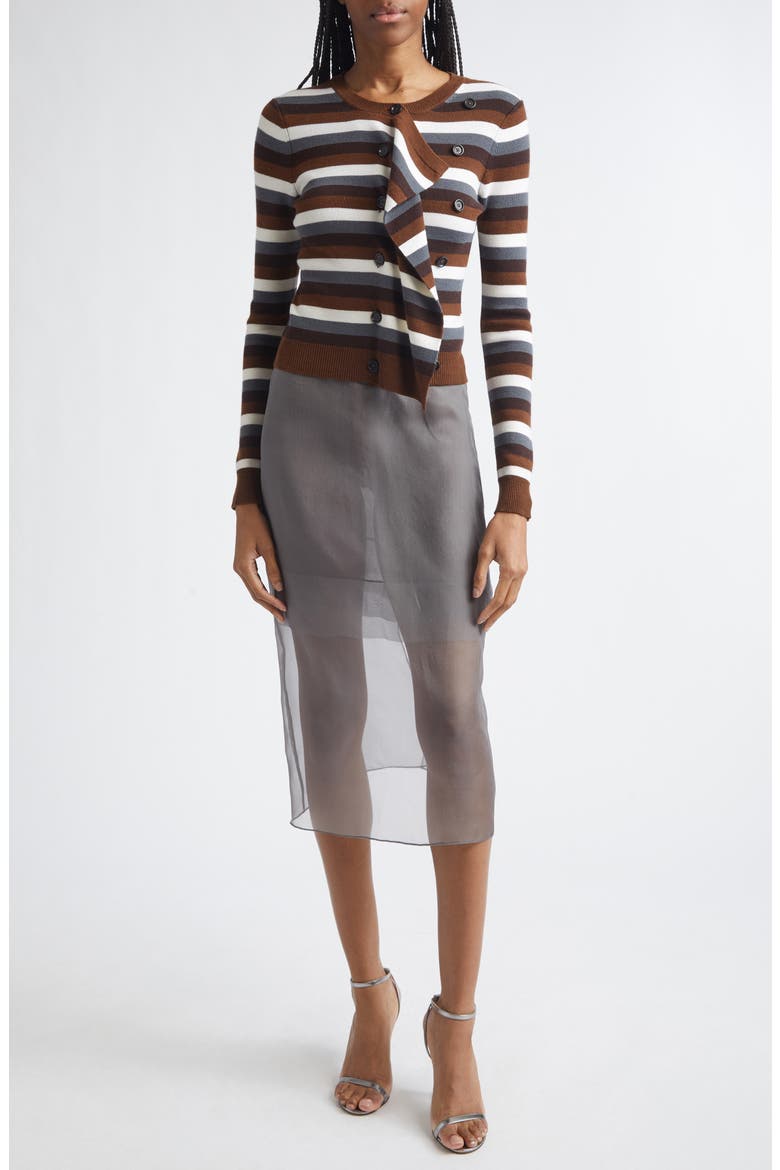 Stripe Front Cascade Merino Wool Cardigan, Alternate, color, BROWN MULTI