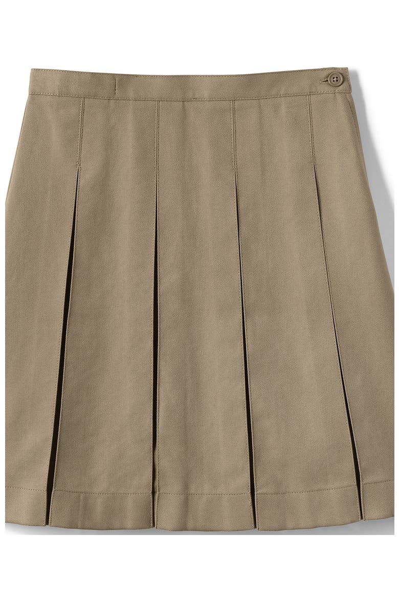 School Uniform Girls Solid Box Pleat Skirt Below the Knee, Alternate, color, Khaki