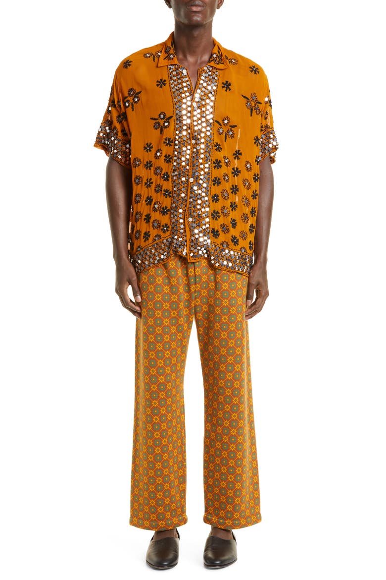 Floral Jacquard Sweatpants, Alternate, color, BROWN MULTI