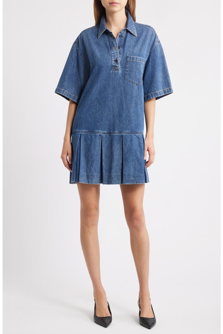 Tennis Cotton Blend Denim Minidress, Main, color, POTION